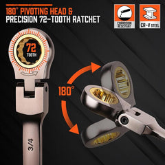 Flex-Head Ratcheting Wrench Set – Metric & SAE Combination Wrenches with Organizer, 72-Tooth Chrome Vanadium Steel