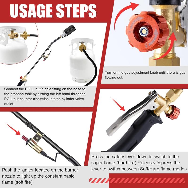 🔥 Portable Propane Torch with Storage Bag – 1,280,000 BTU Heavy-Duty Blow Torch with 10FT Hose & Built-in Igniter for Gardening, Roofing, and Outdoor Use