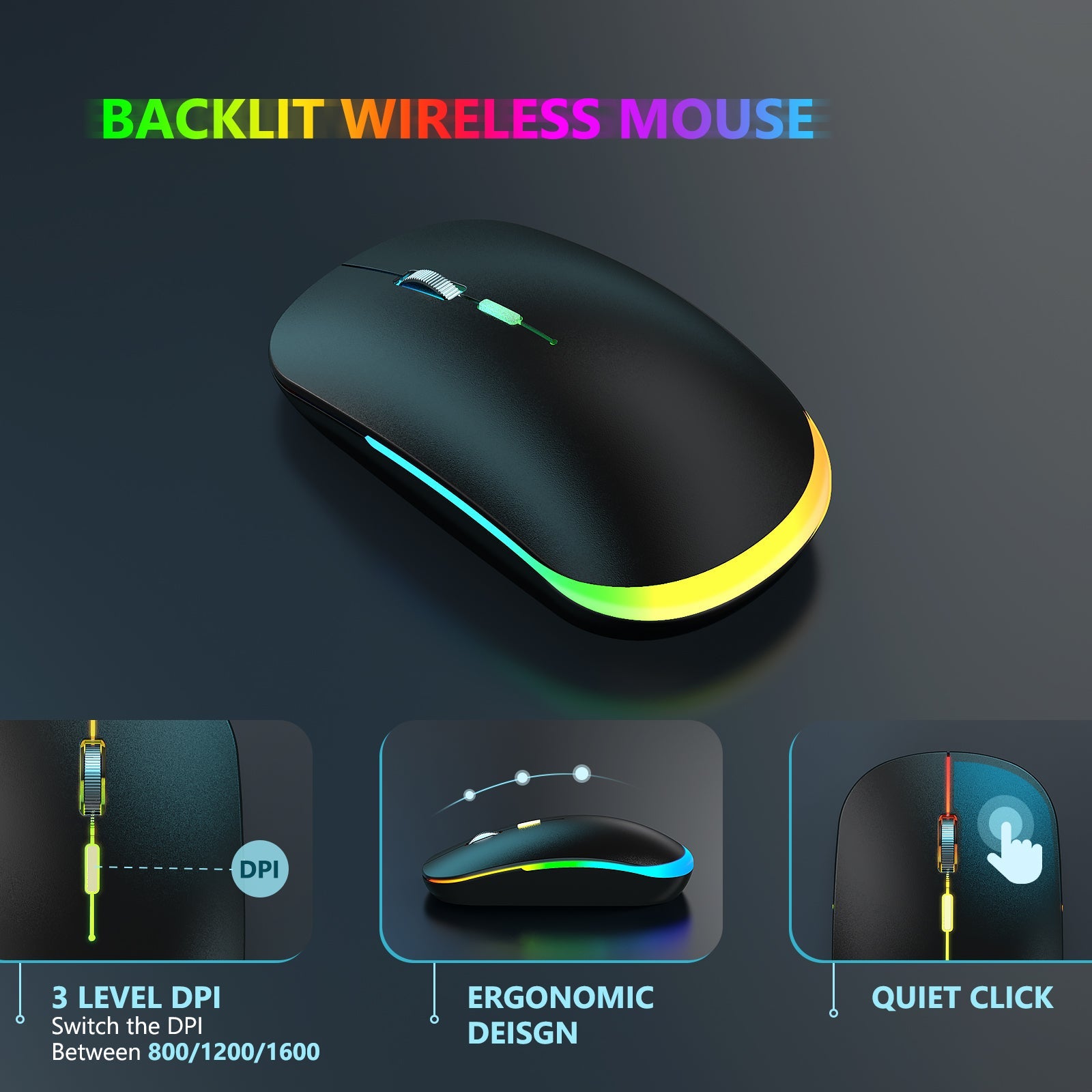 IWG-DHXKB02TZ Rechargeable Wireless Backlit Keyboard and Mouse Combo